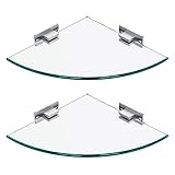 MOGFCT Mensola in vetro da bagno con staffa in alluminio per shampoo organizer triangolare temperato 8 mm extra spesso 2 pezzi da parete