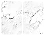 WENKO Coprifornelli Universale Mod Marmo, regolabile in altezza per tutti i tipi di fornelli, tagliere e paraspruzzi, vetro, 30 x 52 cm, 2 pezzi