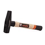 Mivos Martello da fabbro, 300 g, con testa forgiata e manico in legno, per ingegneria, peso testa 300 g, strumento per fabbro, martello in acciaio, martello da officina, DIN 1041