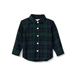 Amazon Essentials x Sofia Grainge Camicia Button Down in Flanella Fantasia a Quadri Bambini e Ragazzi, Verde Smeraldo Scuro Turchino Motivo Scozzese, 4 Anni