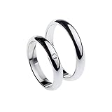 Gold Gala Coppia Fedine in Argento 925 Rodiato con Zircone Incisione Personalizzazione Gratuita Anelli Made in Italy Nuovo