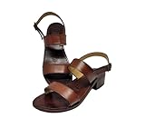 Sandali artigianali da donna fatti a mano con materiali di qualità: vera pelle e vero cuoio 100% Made in Italy Handmade Sandals for Woman (39,5, Marrone)