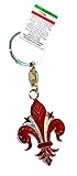 FIRENZE Portachiavi Simbolo del Giglio Bottonato - Souvenir e Oggetto da Collezione (Rosso)