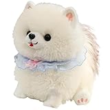 KUKUShining Peluche Pomerania, Morbido E Coccoloso Animale Peluche Adorabile Bambola Soffice Soffice Cucciolo Di Peluche for Bambini Compleanno(White,25cm/9.8in)