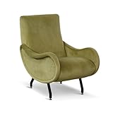 Altavilla Poltrona Miss Design Vintage Velluto, MADE IN ITALY, 90x70x90 cm (Verde salvia)