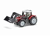 siku 1484, Trattore Massey Ferguson con caricatore frontale, Metallo e Plastica, Rosso e Nero, Caricatore frontale mobile