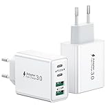 2-Pack Caricatore USB C Alimentatore, 40W 4-Porto Rapido Ricarica Presa USB Tipo C Caricabatterie Spinotto Multiplo USB Carica Spina Caricatore per iPhone 16 15 14 13 12 11 Pro Max XS XR SE,Samsung