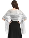 Vijamiy Stola Donna Cerimonia, Stola Argento Oro Scialle Da Sera Colorato E Luminoso,Elegante Scialle Adatto Per Spose,Damigelle,Matrimoni,Feste,Regali(Grigi)