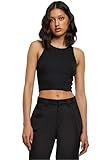 Urban Classics Ladies Cropped Rib Top Donna Top Nero M 97% Cotone, 3% elasthane Regular