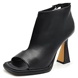 Stivaletti Scarpe da Donna Sandali A Tronchetti Spuntati da Sera Cerimonia Matrimonio Tacco A Rocchetto S669 Nero N.39