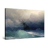 Startonight Quadro su Tela Nave Aivazovsky su Mari Tempestosi, Grandi Quadri Paesaggio Moderni Stampe Grande per Soggiorno Stampe Incorniciate 80x120 cm, Decorazione Parete, Idea Regalo