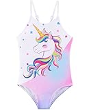WAWSAM Costumi a Pezzi da Bagno per Bambine e Ragazze Unicorno Costumi da Bagno Interi Arcobaleno 1 Pezzo Costume Intero per 5 Anni Bambini Nuoto Spiaggia Piscina Vacanze