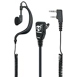 TECHSIDE Microfono Auricolare Avvolgente a 2 pin Kenwood | Per Radio ricetrasmittenti | Compatibile con TI-F8+ Midland G10, G11V, CT890, BaoFeng UV-82, UV5RA | Vigilanza Sicurezza SoftAir
