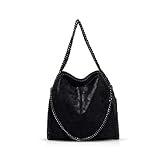 Borse a Tracolla per Donne Catena Casual Grande Hobo (Nero)