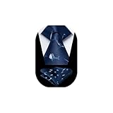 HISDERN Cravatta Uomo Blu Marino Fazzoletto Fantasia Cravatte Balene da Matrimonio Set Pochette Affari Elegante