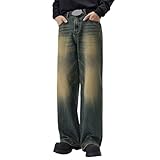 Jeans Baggy Hip Hop da Uomo Streetwear Jeans Skater a Gamba Larga Taglio Dritto Pantaloni in Denim a Taglio Sciolto Pantaloni Lunghi Casual per i Viaggi Quotidiani, blu, S