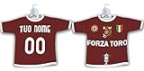 csm informatica Mini T-Shirt Maglietta Personalizzabile con Nome e Numero Squadra con Ventosa x Auto Vetro Forza Torino Granata Gadget Compatibile x Tifoso