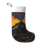 Calza natalizia a forma di treno a vapore, da appendere, per bambini, adulti, famiglia, vacanze, feste, decorazione