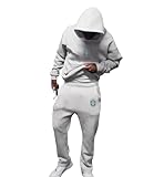 tinetill Tuta da Uomo 2 Pezzi Y2K Tuta Completa Sportiva Felpa con Cappuccio e Pantaloni Tuta Jogging Sportiva Set Hip Hop Streetwear