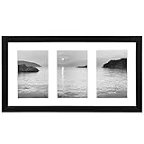 Americanflat Portafoto da Parete Multiplo Nero da 20,3x35,5 cm - Per 3 Foto da 10x15 cm - Porta Foto Multiple da Parete con Vetro Infrangibile, Cavalletto e Accessori per Appenderlo
