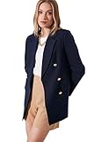 Trendyol Blu Navy Giacca Bottoni, Dettagli Oversize, 44 Donna