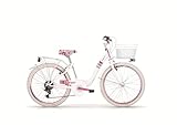 Bici Bicicletta Bambina Donna MBM Fleur 24" Cambio 6 Velocità (Bianco)
