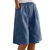 Bermuda Donna Estivi Larghi Cotone Lino Pantaloni Corti con Tasche Eleganti Curvy Pantaloncini Casual Sportivi Taglie Forti Shorts Elastico in Vita Leggeri Comodi Pantaloncino Spiaggia Baggy 2025