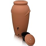 Yourcasa Serbatoio Acqua 210 litri [design anfore] in plastica resistente al gelo – Cisterna acqua piovana con rubinetto – Serbatoio acqua piovana giardino - raccolta acqua piovana (terracotta)