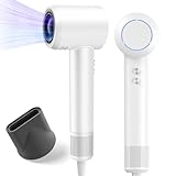 PLUZZ Asciugacapelli, Phon Phon da 270 Milioni di Ioni Negativi, Leggero da Viaggio, Motore Brushless da 110.000 giri/min per Asciugatura Rapida, Compatto, Tasto Aria Fredda, Uso Professionale/Salon