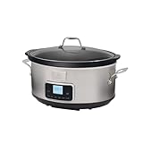 Electrolux Esc7400 Slow Cooker, Pentola Elettrica In Acciaio Inox Per Cottura Lenta Con Sei Programmi Predefiniti, 235 W, 6.6 L, Argento, Amazon Exclusive