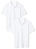 Amazon Essentials Polo Maniche Corte in piqué per Uniforme Scolastica Bambini e Ragazzi, Pacco da 2, Bianco, 10 Anni