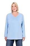 Ulla Popken Shirt, V-Ausschnitt, Relaxed, Langarm Camicetta Lunga, Blu Chiaro, 46-48 Donna