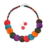 DOKRIN Collane da donna,Collana di perline di legno bohémien, accessori retrò per le feste, per palcoscenici di festival musicali e passerelle