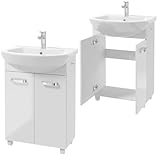 Deftrans Domodomo - Armadietto da bagno con lavandino, 85 x 60 x 40 cm, in ceramica, colore: bianco, 60 cm Mila