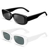Ainiv 2 Paia Occhiali da Sole Rettangolare per le Donna Uomo, Vintage anni '90, Protezione UV 400 Cornice Quadrata, Unisex