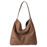 Gluckstar Borsa a Spalla Donna in Suede Finto Borsetta Scamosciata Hobo Tote Pelle Shopper Tracolla Elegante, Retro e Raffinata per Lavoro, Ufficio, Università, Viaggi e Tempo Libero (Marrone)