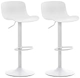 CLP Set 2 Sgabelli Bar Almada in Polipropilene I Coppia Sedie Alte Bancone Girevoli Regolabili 57-78 CM, Colore:Bianco