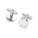 inSCINTILLE Gemelli Camicia Uomo in Acciaio Inossidabile, Confezione Regalo Inclusa, Gemelli Uomo per Cerimonie (Argento Tondo)