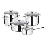 Lagostina Smart Set di Pentole Induzione, Gas e Forno in Acciaio Inox 18/10, 9 Pezzi, Fondo Lagoseal Plus Triplo Strato, Batteria di Pentole con 4 Casseruole, Pentola 2 Maniglie, 4 Coperchi