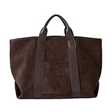 RuiDay Borse Scamosciate, Borse Scamosciate Donna, Borse Tote da Donna Borsa a Tracolla Hobo, borsa università donna per Lavoro, Viaggi, Shopping (Marrone Scuro)