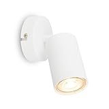Briloner - Lampada da parete orientabile per interni, attacco GU10, max. 9 W, lampada da lettura, applique, faretto da parete, soggiorno, cucina, corridoio, Bianco, 1 Luce, metallo, Ø80x155mm (DxA)