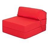 Ready Steady Bed Comoda Sedia Pieghevole Z-Fold | Divano Letto Futon Leggero 168x60cm | Resistente all'acqua Letto Pieghevole con Poggiatesta | Materasso Zbed dal Design Ergonomico (Rosso)