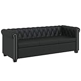 vidaXL Divano Chesterfield Classico in Ecopelle Nero 3 posti per casa Ufficio