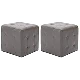 vidaXL 2X Comodini Imbottiti Telaio in Legno Stile Contemporaneo Morbidi Decorativi Pouf Notte Sgabelli Poggiapiedi Grigio in Similpelle