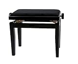 GEWA Piano Bench Deluxe, Solid Wood, Height Adjustable, High Gloss Black