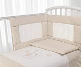 Babysanity- Set Paracolpi Lettino Alta Traspirabilità Piumino Copripiumino Sfoderabile Federa 100% Cotone Made in Italy (Piccole Stelle Beige)