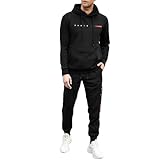 Generico Tuta con Cappuccio Uomo Completo con Stampa PARIS Tute Firmate 2 Pezzi a Maniche Lunghe Hoodie e Pantaloni Felpata Jogging Suit Completa