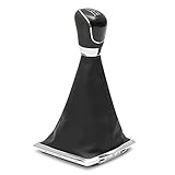 Car Passion Cuffia Leva Cambio Manuale + Pomello + Ghiera Telaio Cromato Compatibile con Ford Fiesta MK7 Focus MK2 MK3 B-Max S-Max Kuga Galaxy MK3 Cuciture Nere 5 Marce Set Completo Ricambio Auto