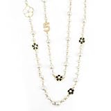 JRILUO Collana Lunga Donna di Perle da Camelia, Doppia Ciondolo Neckalce adatto per Maglioni, Catena Gioielli Elegante e Raffinata Perfetto per Feste, Compleanni, Festival, Appuntamenti