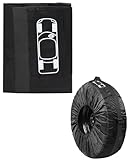 BARRU Borsa Pneumatici Auto, Copertura Della Ruota di Scorta, Copertura per Pneumatici per Auto, Copri Gomme,Diametro 66 cm,per Rimorchio Camper Auto, Nero, con Manico